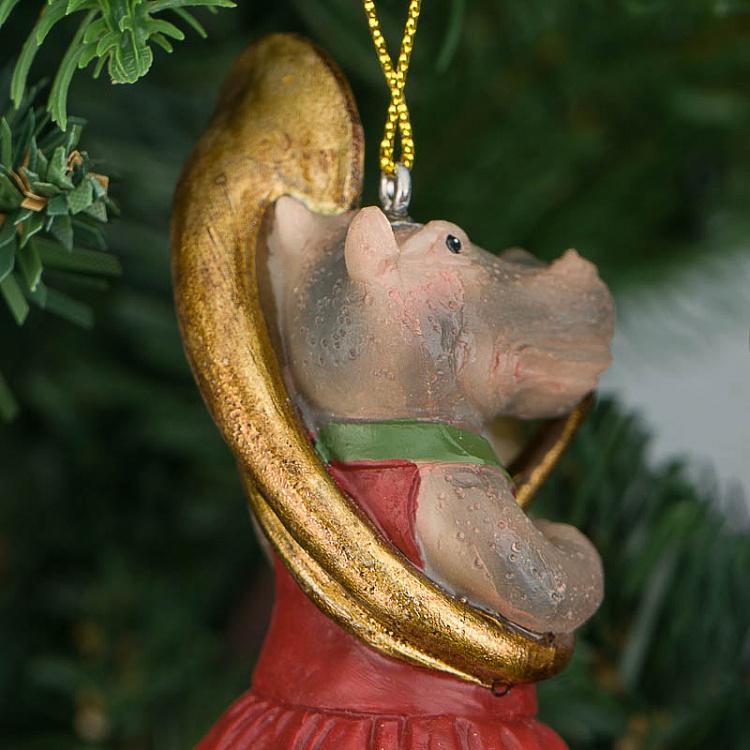 Набор из двух ёлочных игрушек Музыканты лягушка и бегемот Set Of 2 Musicians Frog Hippo 10,5 cm