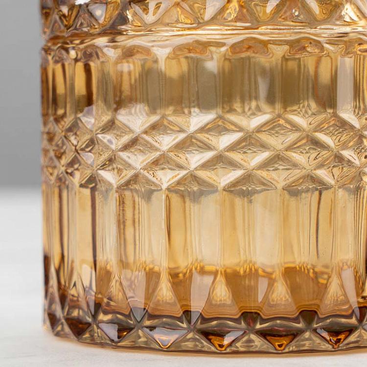 Янтарная ёмкость для хранения с оленем Glass Jar With Deer Figure Ochre