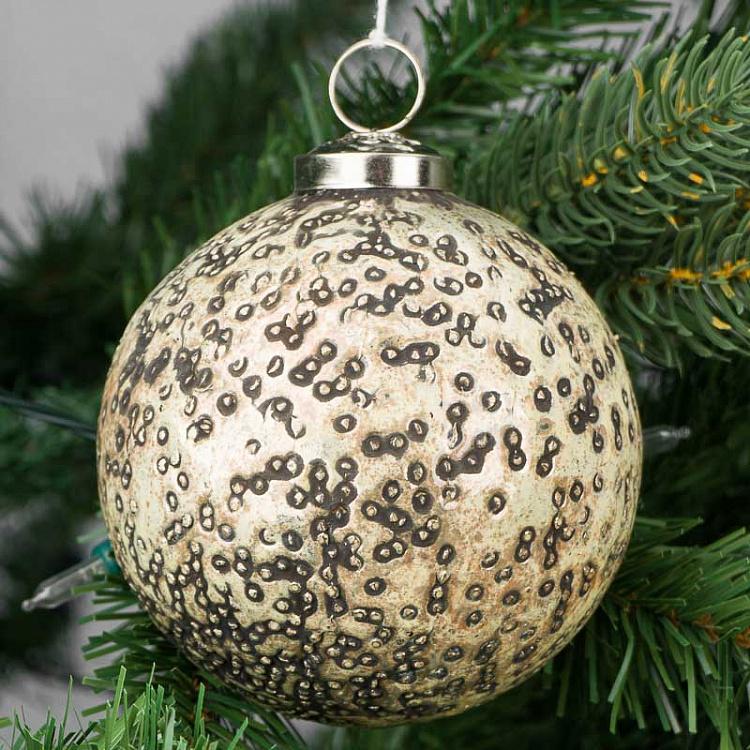 Ёлочный шар Фантом кремовый, M Glass Ball Phantom Creme 10 cm