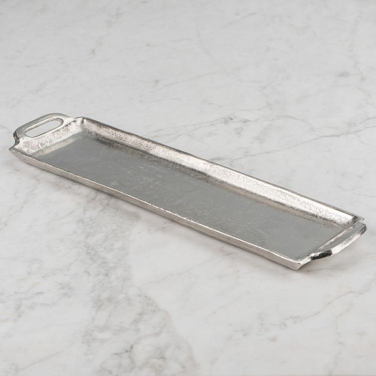 Серебристый узкий алюминиевый поднос Aluminium Silver Tray Slim