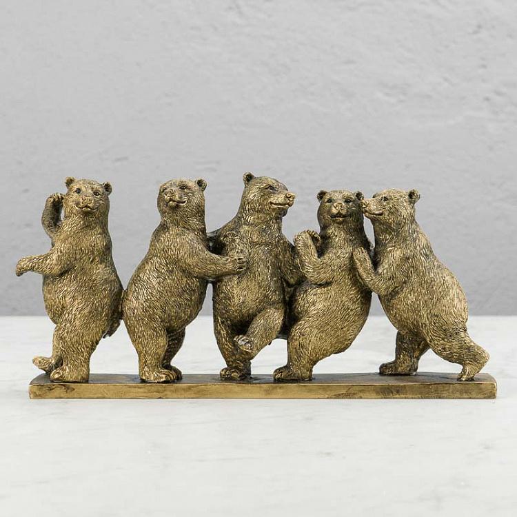 Статуэтка Медвежий квинтет Row Of 5 Bears Antique Gold