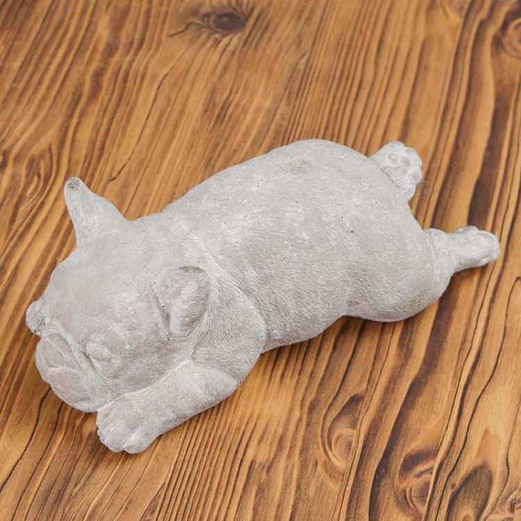 Серая статуэтка Лежащий французский бульдог Lying French Bulldog Grey