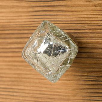 Crackled Silver Pyramid Glass Knob