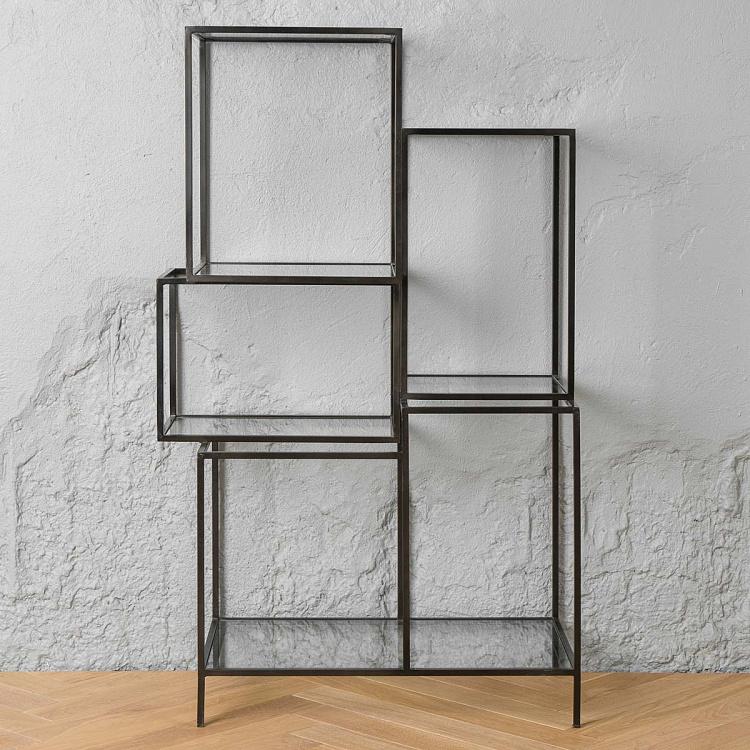 Асимметричный стеллаж из железа и стекла Asymetric Iron And Glass Shelf