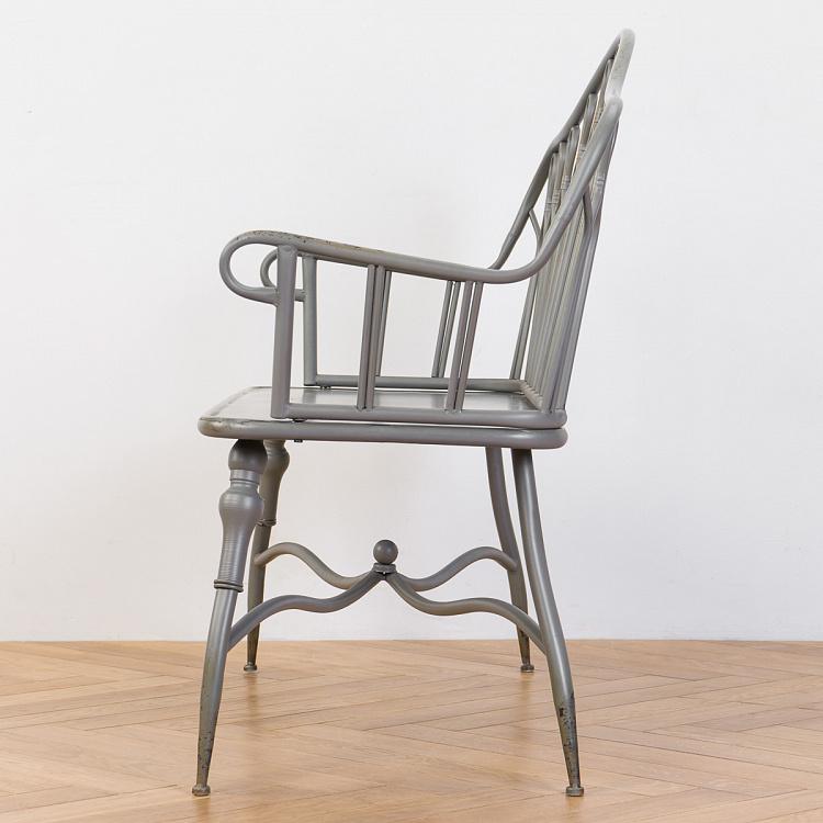 Серая металлическая скамейка с патиной Валери Valery Metal Bench Grey Patina