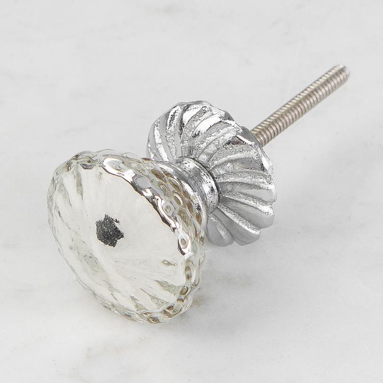Мебельная ручка Серебряный бархатец Silver Marigold Glass Knob With Backplate