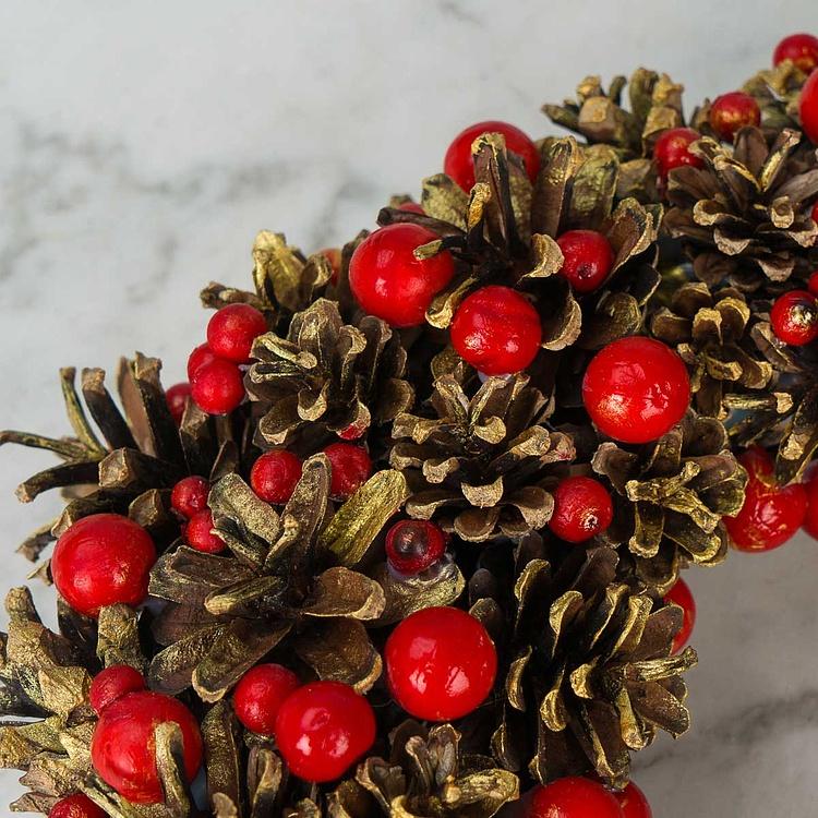 Новогодний венок с шишками и ягодами Wreath With Pinecones And Berries 32 cm