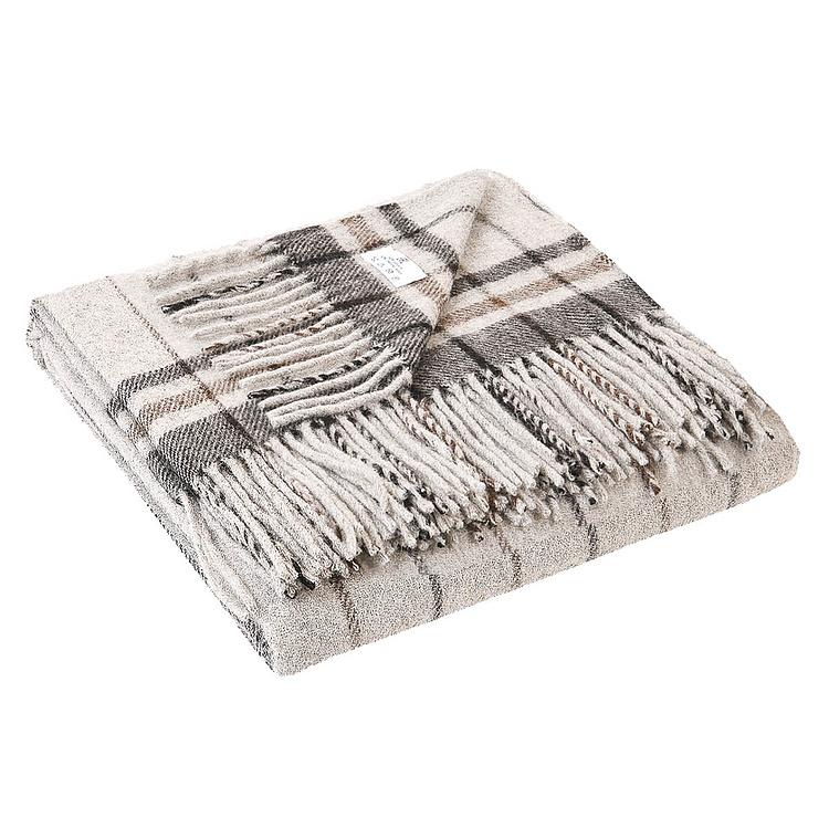 Чёрно-серый шерстяной плед Анды, 150x200 см Andes Plaid Grey Black 150x200 cm