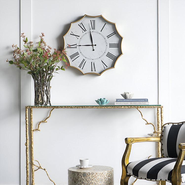 Настенные часы Додекагон с винтажным эффектом Dodecagon Weathered White Wall Clock