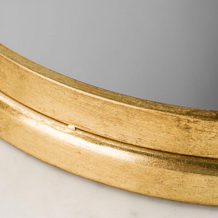 Набор из двух круглых подносов с зеркалом и ручками Set Of 2 Trays Mirror Antique Gold