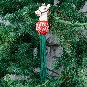 Xmas Carousel Horse Tassel Green 28 cm