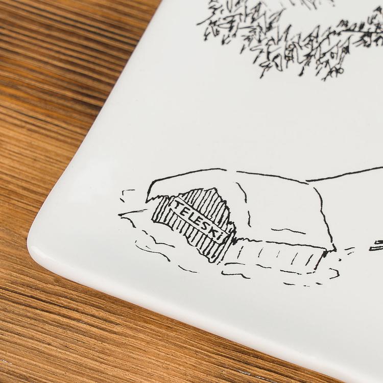 Набор из трёх тарелок Горнолыжное путешествие Set Of 3 Ski Trip Square Plates