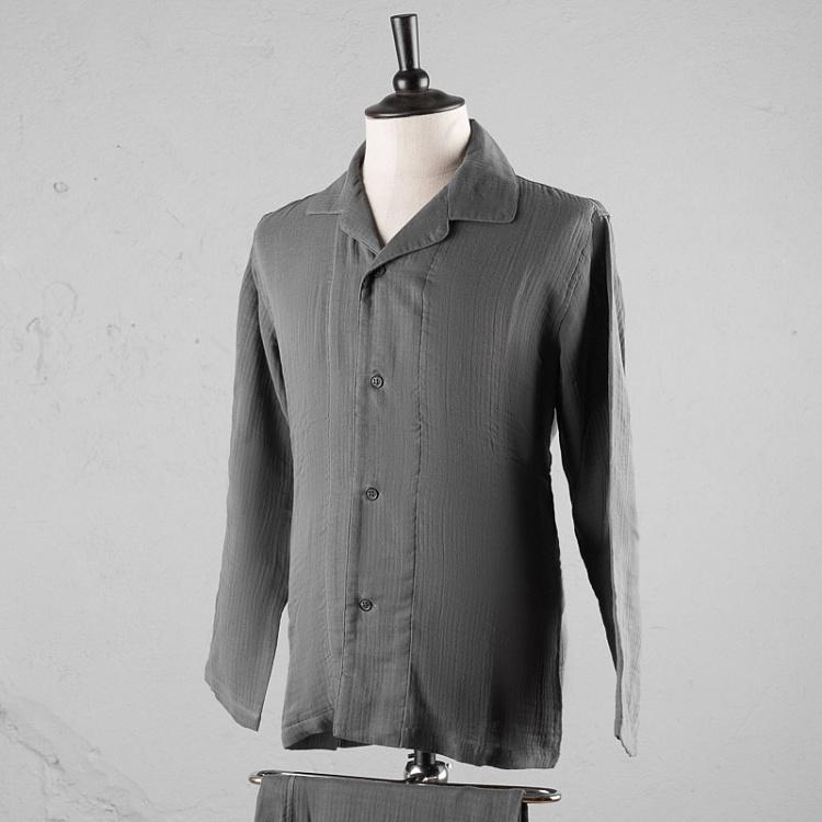 Тёмно-серая пижама из лёгкого хлопка, размер M Crepe Gauze Pajamas Sleep Wear Dark Grey M