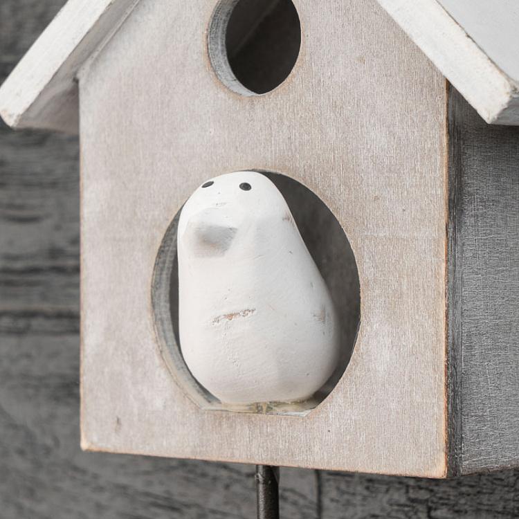 Крючок Скворечник с птичкой Hook Bird House Bleached Wood With Bird