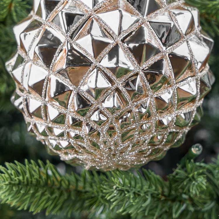Ёлочная игрушка Золотой шар с узором сколов Chipped Ball Gold 10 cm
