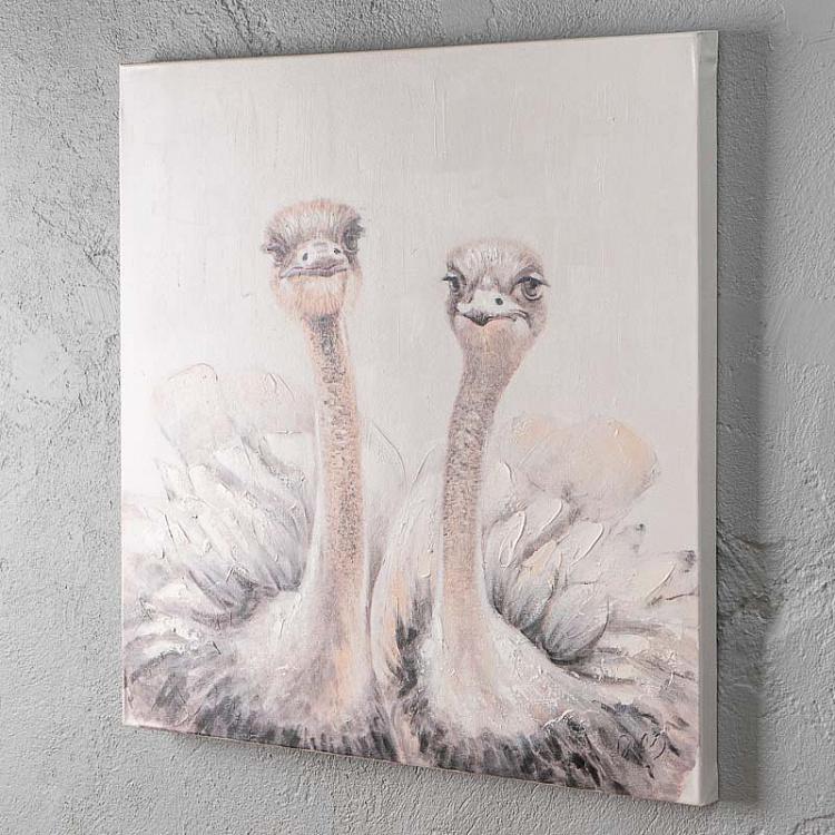 Картина акрилом на холсте Милые страусы Canvas Acrylic Painting Lovely Ostriches