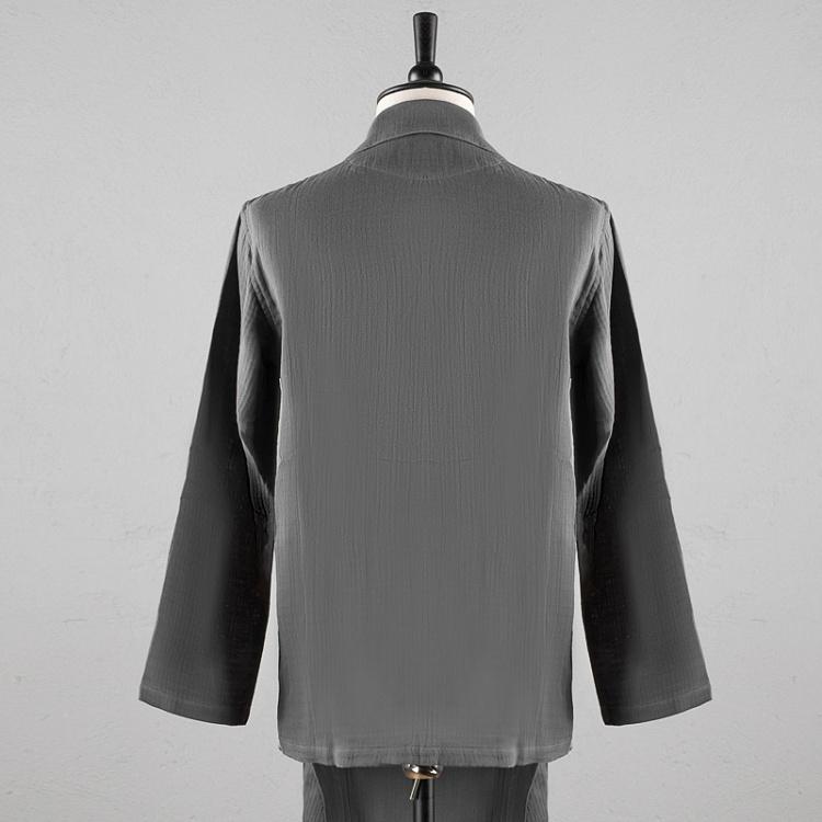 Тёмно-серая пижама из лёгкого хлопка, размер M Crepe Gauze Pajamas Sleep Wear Dark Grey M