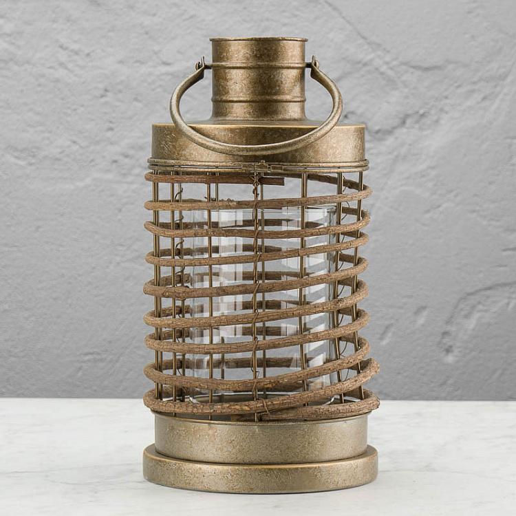 Подсвечник из состаренного металла в виде фонаря Aged Copper Metal Lantern