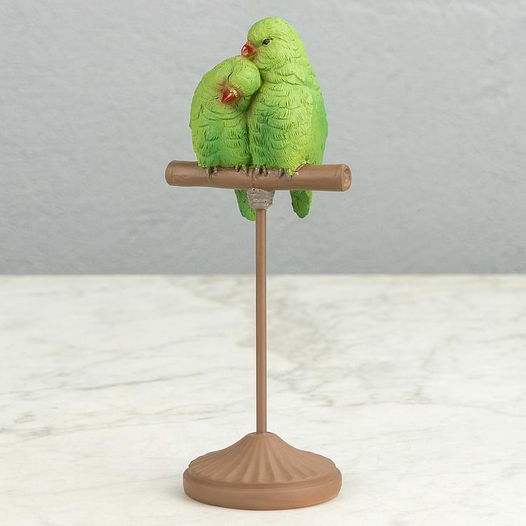 Статуэтка Парочка зелёных попугаев Small Red-Billed Parrots On Perch