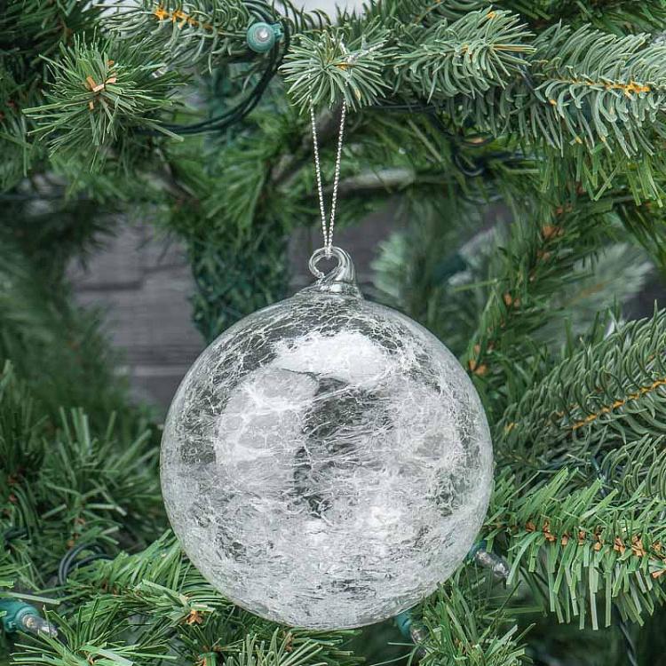Прозрачный ёлочный шар со снегом внутри Glass Ball With Snow Inside Clear/White 10 cm