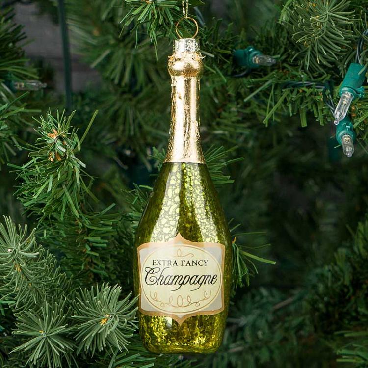 Ёлочная игрушка Шампанское Glass Hanger Champagne Green 14 cm