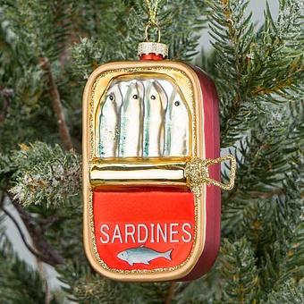 Glass Can Of Sardines Fish Gold Red 11,5 cm