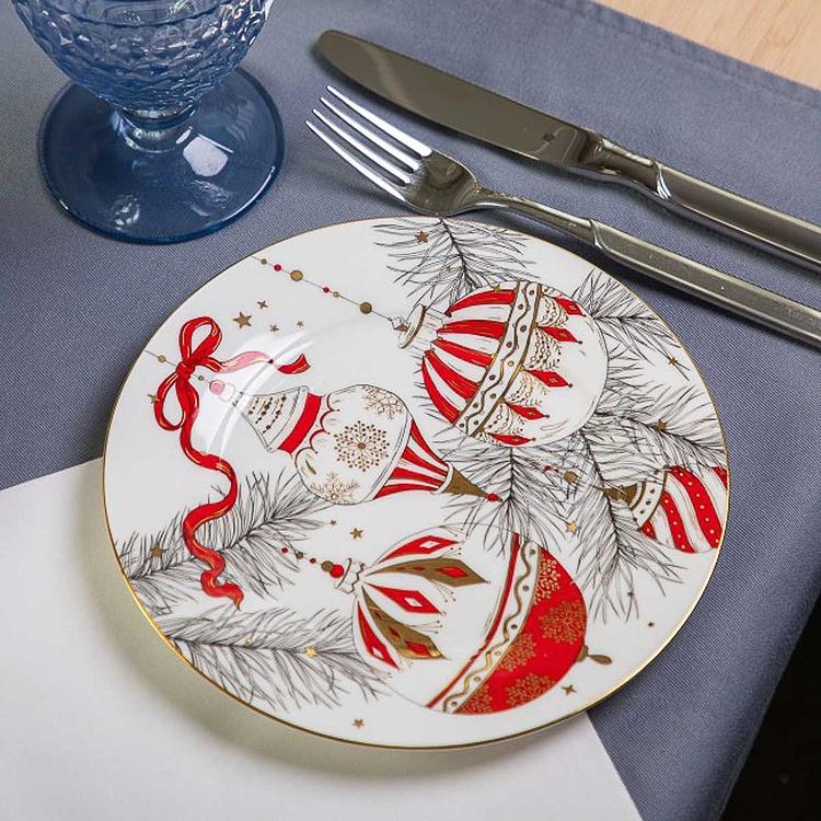 Десертная тарелка Новогодняя с ёлочными шарами New Year Balls Dessert Plate