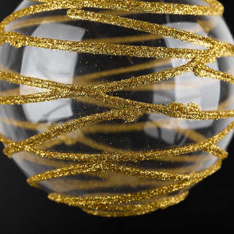 Ёлочный шар с золотыми полосками, M Ball With Golden Stripes 10 cm