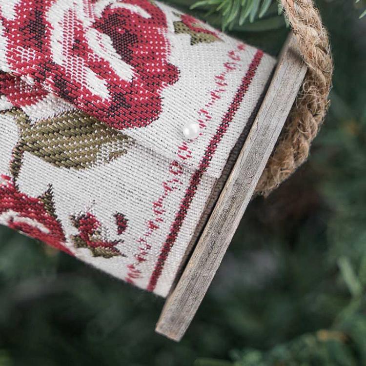 Ёлочная игрушка Катушка для ниток с цветочным узором Flower Decor Ribbon Spool Gray 7,5 cm