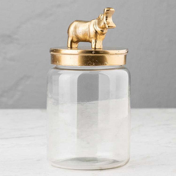 Ёмкость для хранения Золотой бегемот Decorative Jar With Hippo Figure Gold