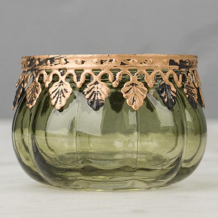 Круглый стеклянный подсвечник Антик Glass Metal Antique Round Votive