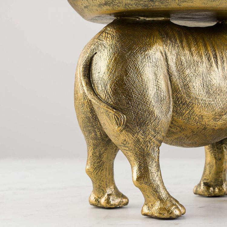 Подставка для мелочей и украшений Золотистый винтажный носорог Antique Gold Rhinoceros With Tray