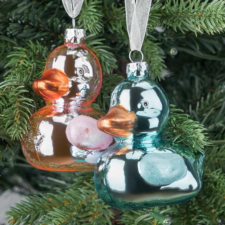 Набор из двух ёлочных игрушек Уточки розовая и голубая Set Of 2 Ducks Pink And Blue 11 cm