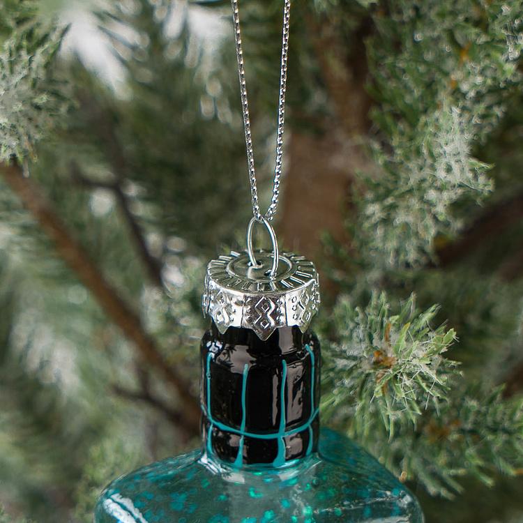 Ёлочная игрушка Бутылка джина Glass Hanger Gin Bottle Blue 11 cm