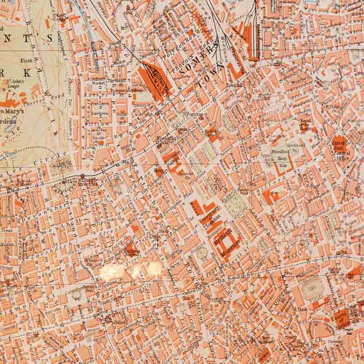 Картина-принт Карта Лондона, рама из высветленного дуба Classic Map London, Weathered Oak