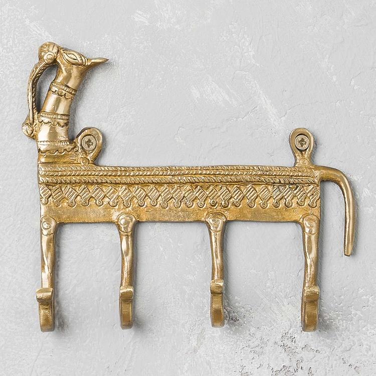 Ключница с четырьмя крючками Верблюд Camel Solid Brass Keys Rack 4 Hooks