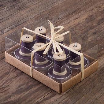 Set Of 6 Bougies Faсon Bobines De Ruban Violet