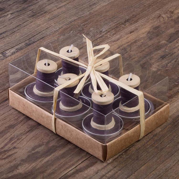 Набор из шести свечей Фиолетовые ленточные катушки Set Of 6 Bougies Faсon Bobines De Ruban Violet