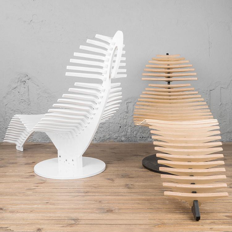 Бежевое кресло-шезлонг Кит Whale Lounge Natural/Dark Oil