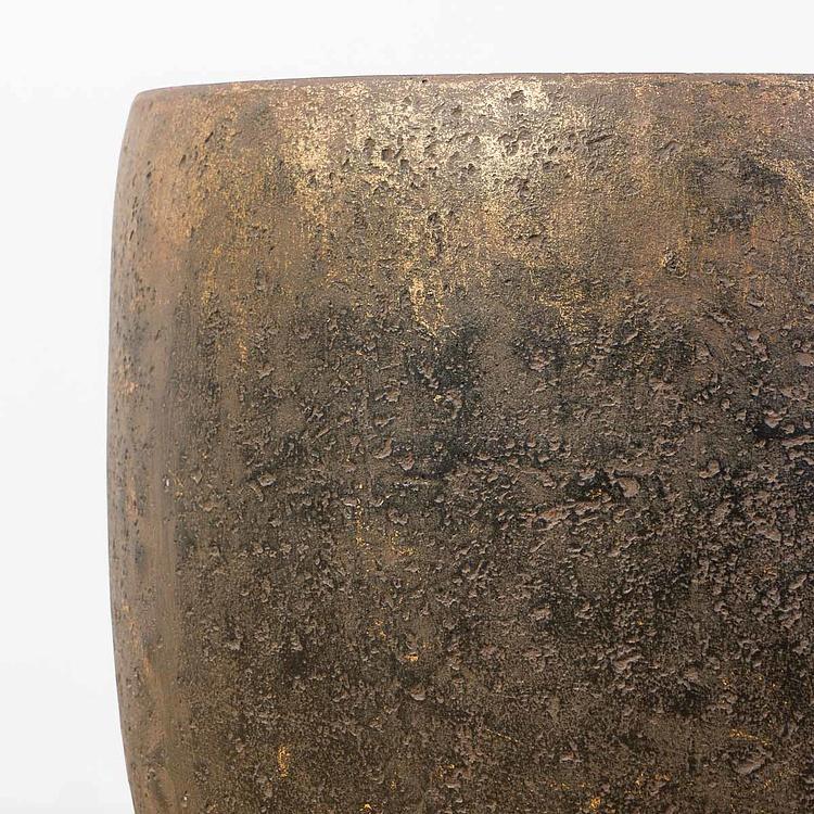 Кашпо-чаша Эффектори Металл золотая патина, L Effectory Metal Bowl Pot Rough Gold Patina Large