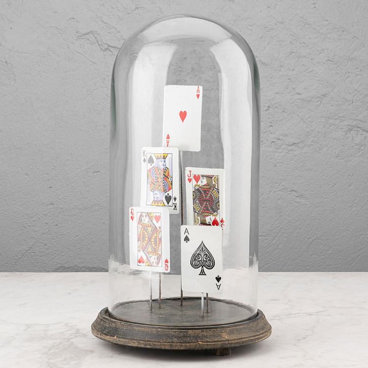 Статуэтка Стеклянный купол с игральными картами Glass Dome With Game Cards