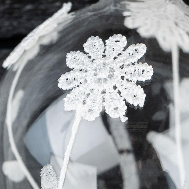 Ёлочный шар c цветочным орнаментом Glass Flower Ball Clear 8 cm