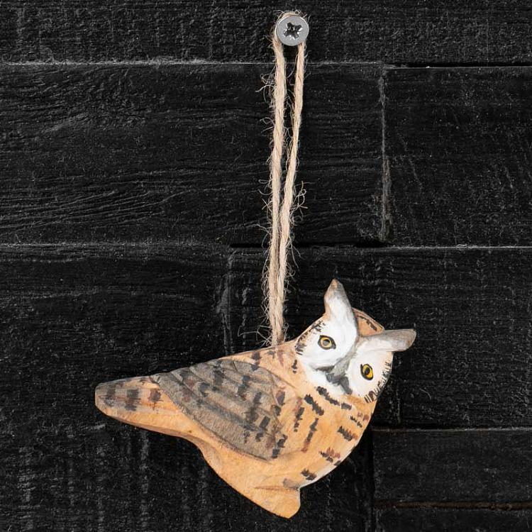 Подвесное украшение Сова Hanging Wooden Owl 8 cm