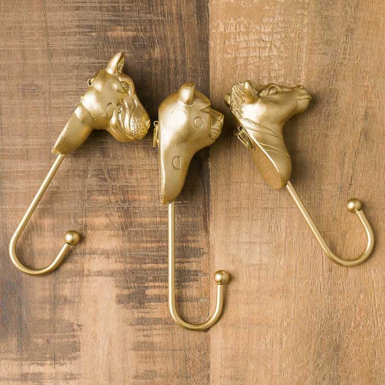 Набор из трёх золотых крючков с животными Set Of 3 Hooks Animals Gold