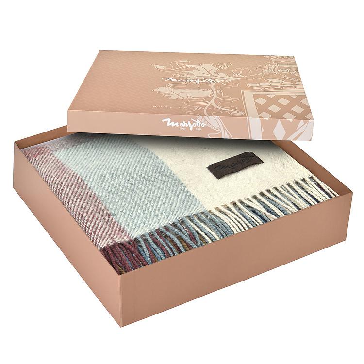 Шерстяной плед Арекипа в голубую, коричневую и бордовую клетку, 120x180 см Arequipa Plaid Blue Brown Wine 120x180 cm