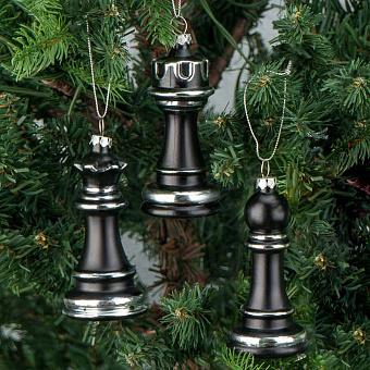 Set Of 3 Glass Chess Black 2 10 cm