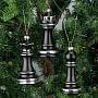 Набор из 3-х ёлочных игрушек Set Of 3 Glass Chess Black 2 10 cm