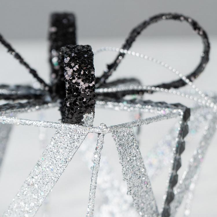 Ёлочная игрушка Подарок Metal Open Gift Box Silver/Black 11 cm