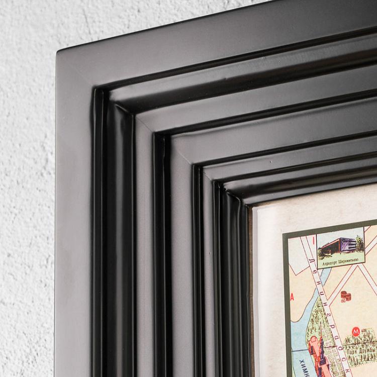 Картина-принт Карта Москвы, чёрная рама Classic Map Moscow, Black Wood