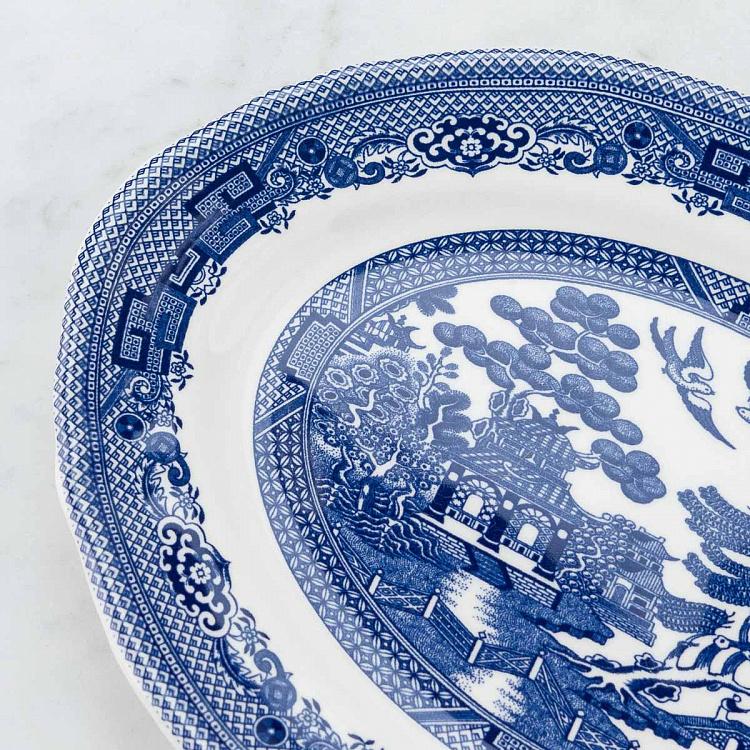 Овальное сервировочное блюдо Голубая ива, M Blue Willow Oval Serving Plate Medium